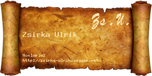 Zsirka Ulrik névjegykártya